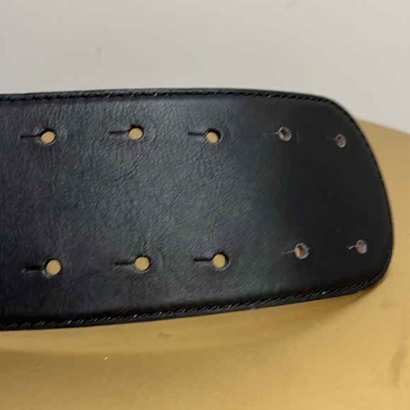 Vtg Donna Karan NY Italy Wide Leather Belt Size Large Black - Picture 6 of 8